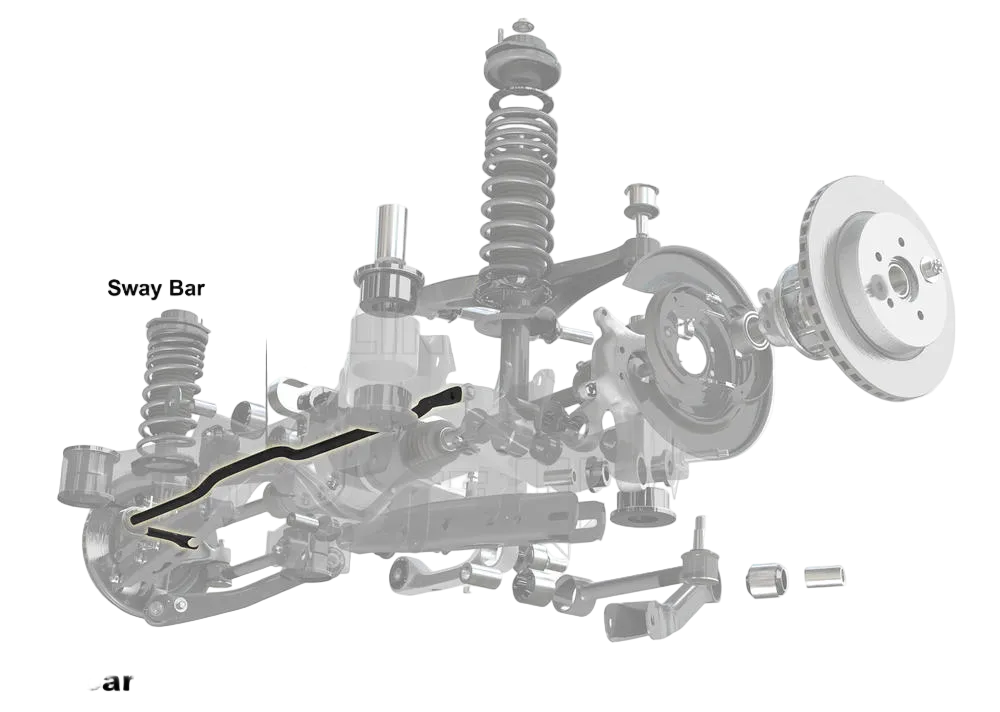 Diagram of a vehicle suspension system with Whiteline branding