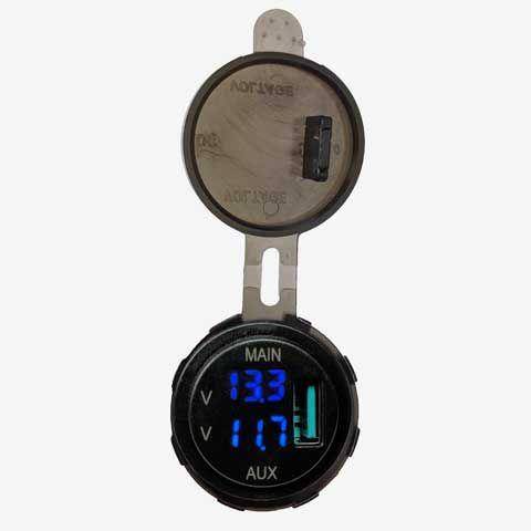 Dual Voltmeter With 3.0 Amp Usb Fast Charger