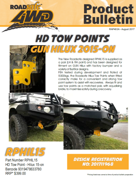 Toyota Hilux N80 Ggn Gun 2015-On Roadsafe 4wd Tow Points Rp-Hil15