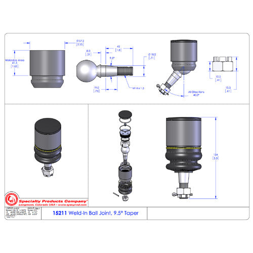 Custom Builder Upper Control Arm Ball Joint. Universal Fit