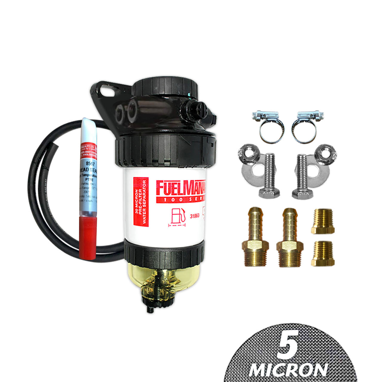 5 Micron Pre Filter Water Separator Kit suits 4WD Diesel - Fuel Manager (FM706DPK)