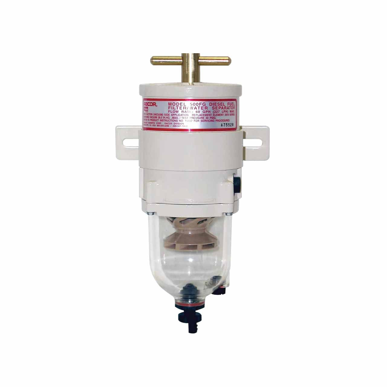 2 Micron Turbine Fuel Filter Water Separator with Clear Plastic Bowl - Racor Turbine Series (500FG2)