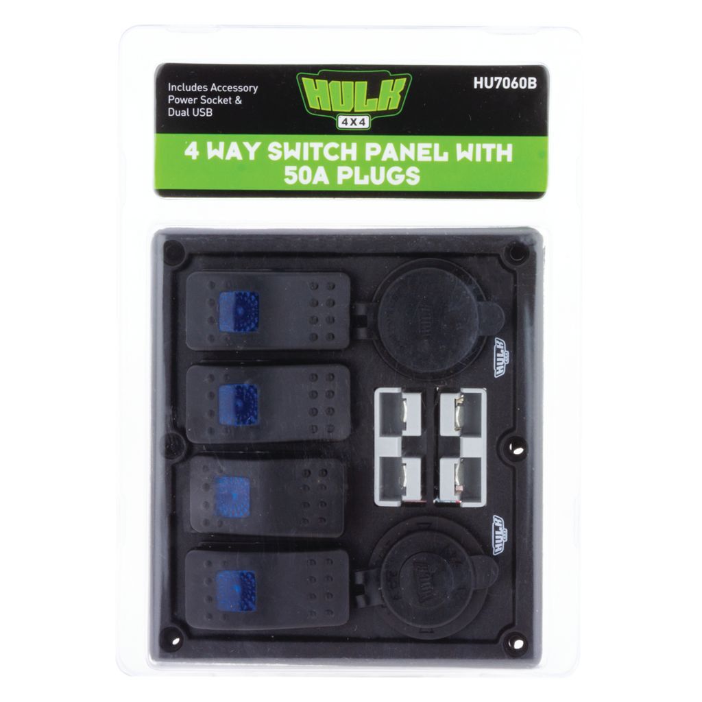 4 Way Switch Panel With 50A Plugs Acc Power Socket & Usb