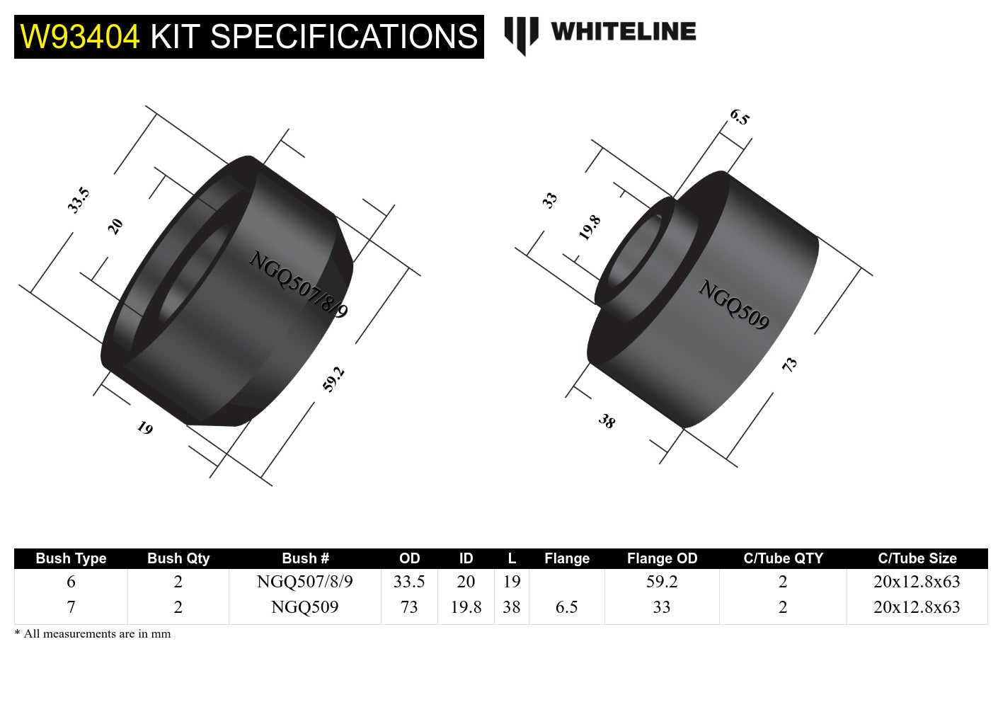 Body Mount - Bushing Kit To Suit Nissan Patrol GQ, GU And Ford Maverick DA (W93404)