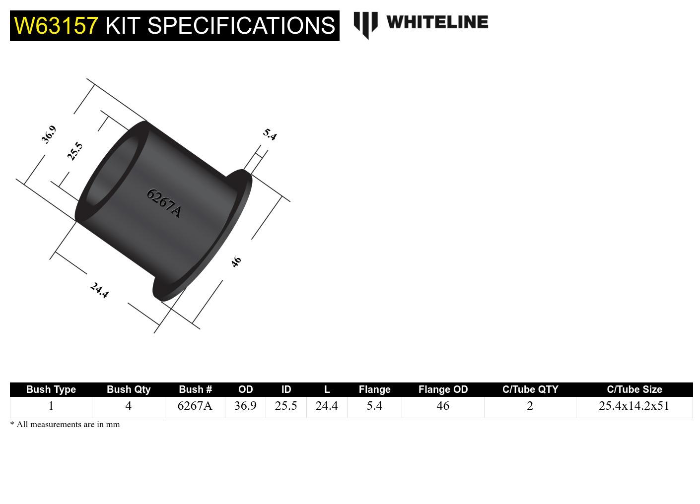 Rear Control Arm Upper Front - Bushing Kit to Suit Holden Commodore VE (W63157)