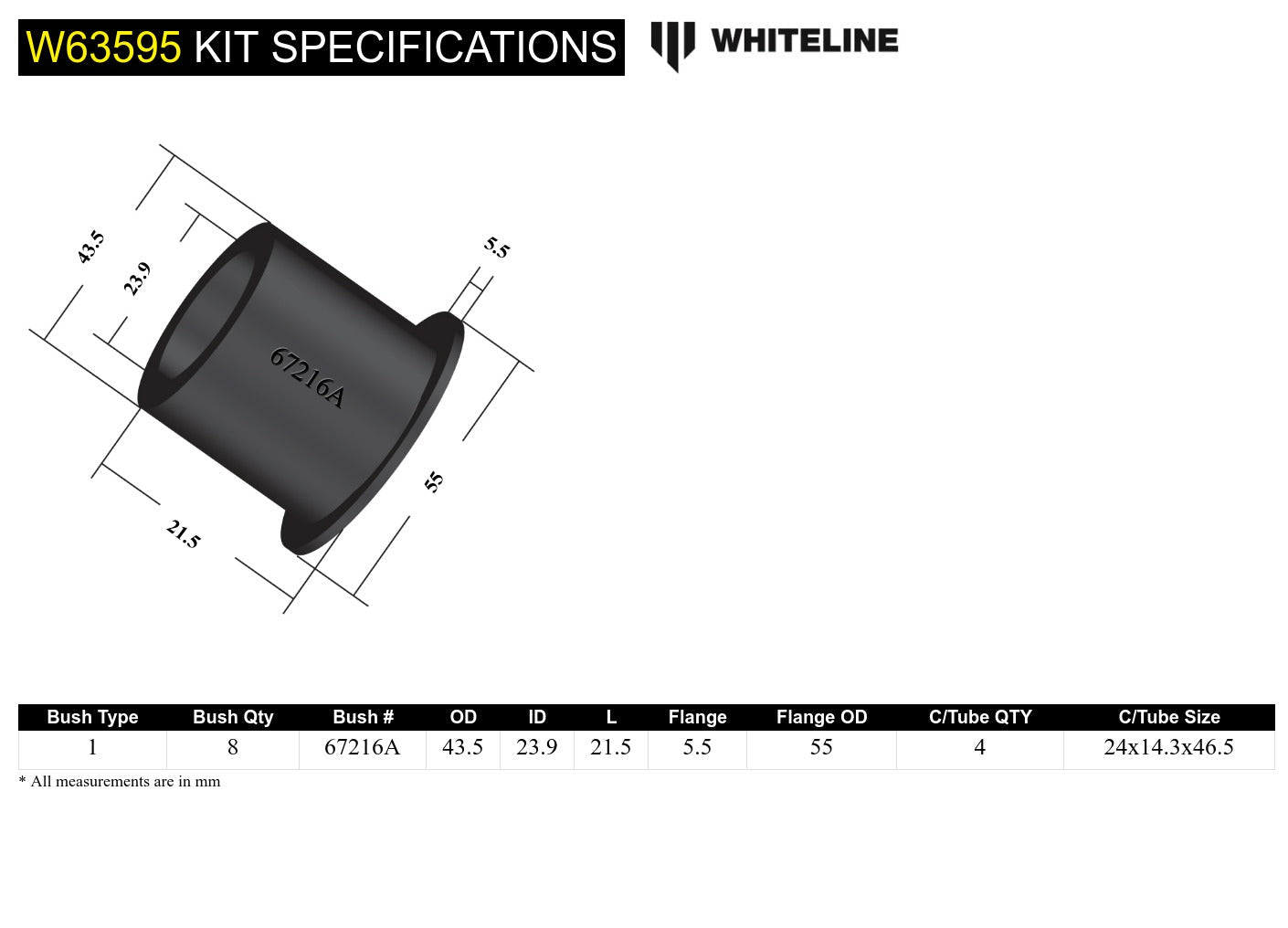 Rear Control Arm Lower - Outer Bushing Kit to Suit Honda Civic VIII Gen and Integra DC5 (W63595)