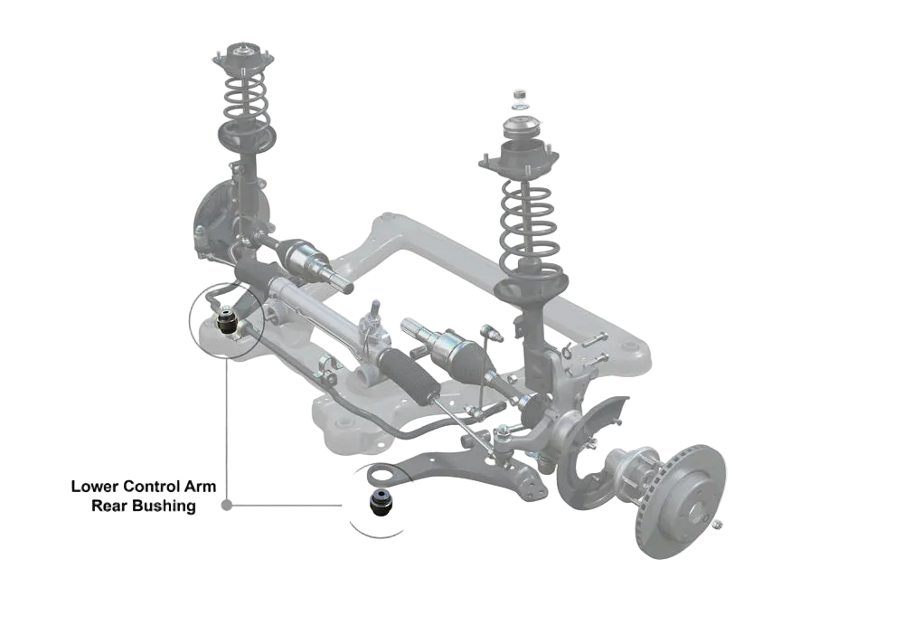 Diagram of a car suspension system with Whiteline branding.
