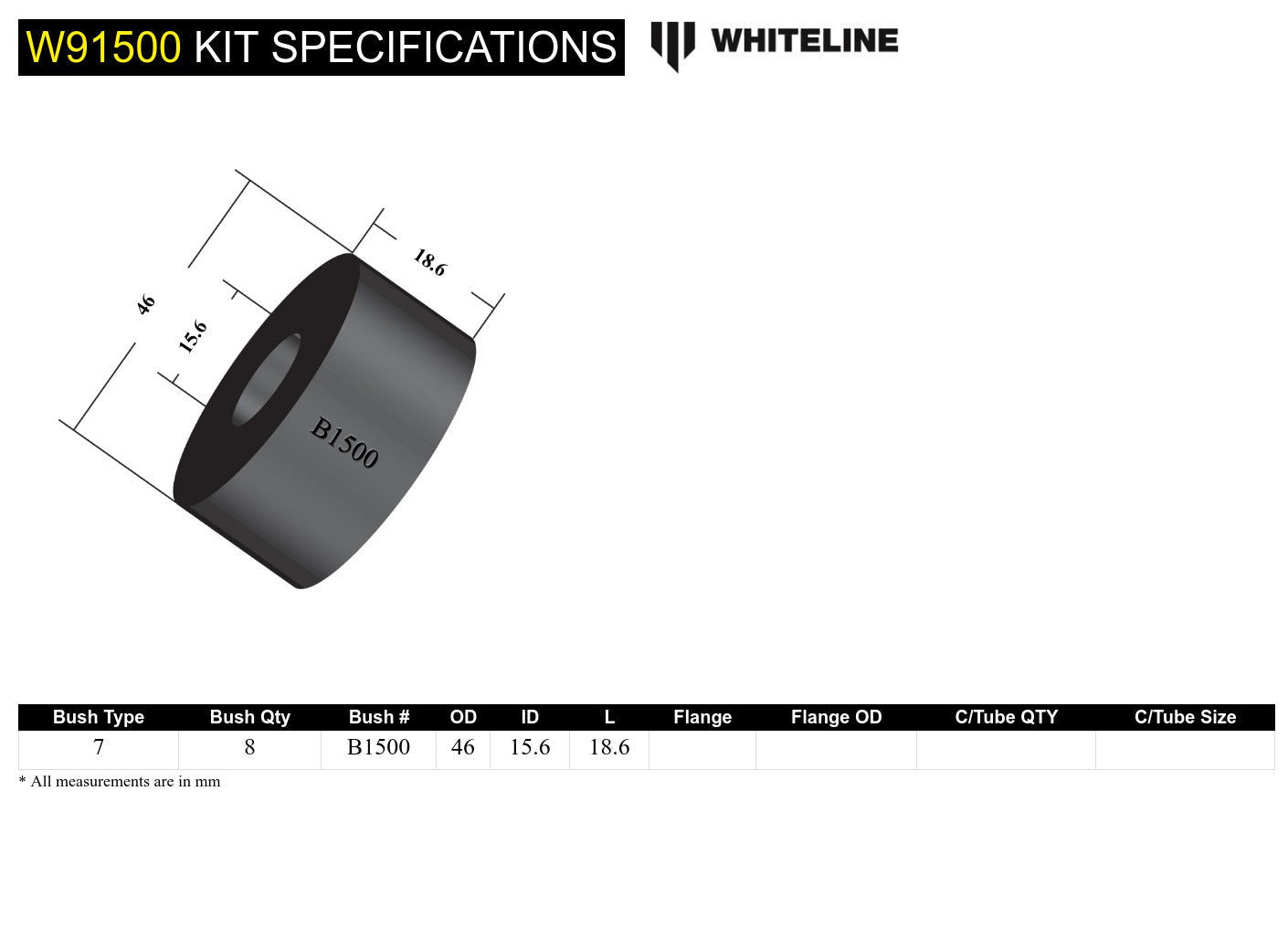 Rear Chassis To Cabin - Mount Bushing Kit to Suit Holden HQ-WB and Torana LC-LJ (W91500)