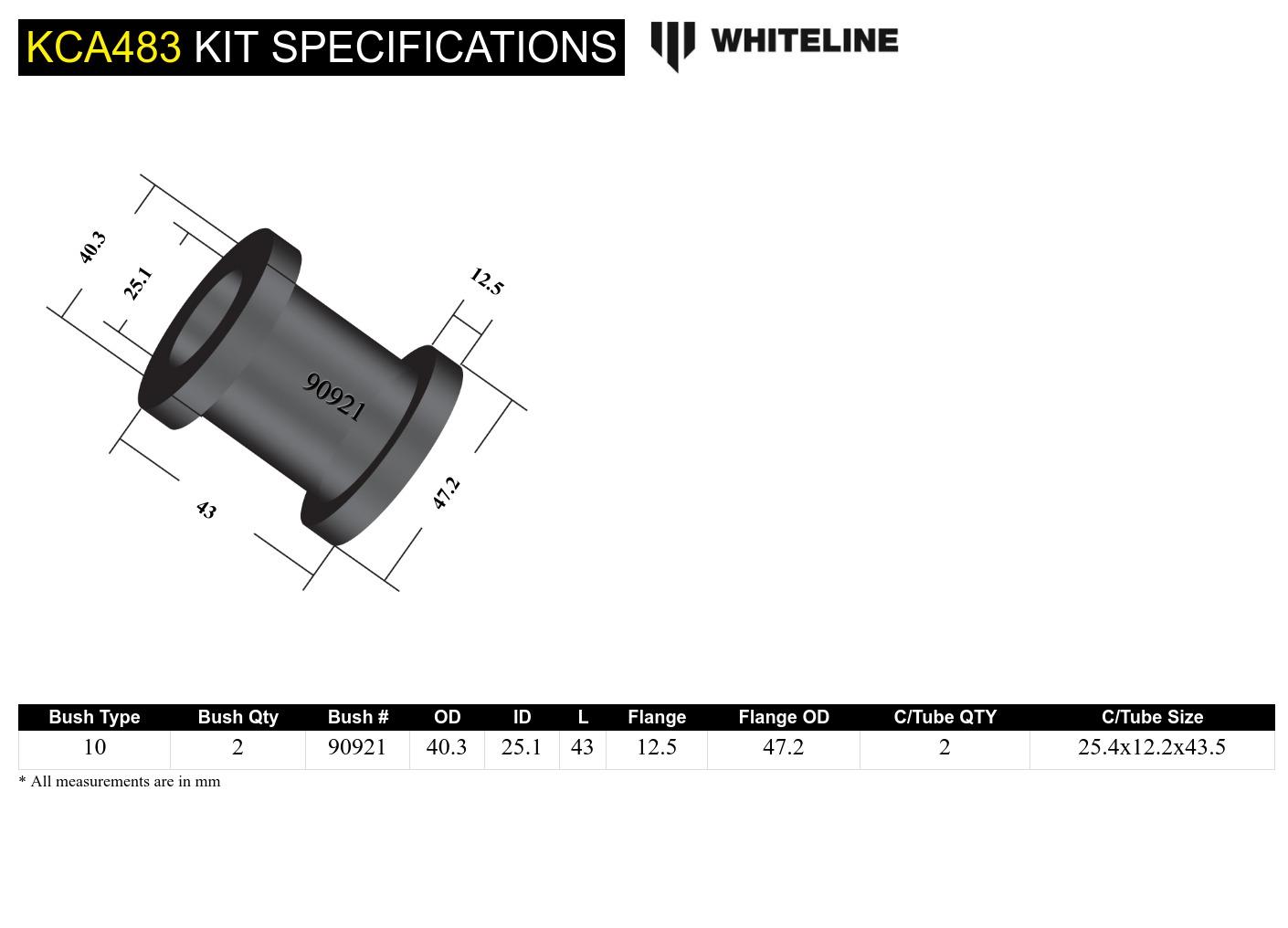 Rear Control Arm Upper - Outer Bushing Kit Double Offset to Suit Mazda MX-5 KE, KF, Mazda6 GJ, GL (KCA483)