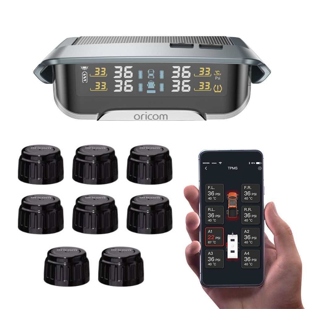 TPMS10-8E Tyre Pressure Monitoring System Incl. 8 External Sensors with APP Control Settings