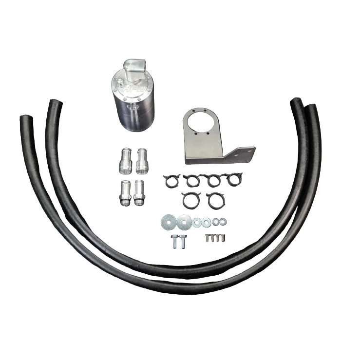 Mechanical parts including pipes, nuts, and a metal component on a black background