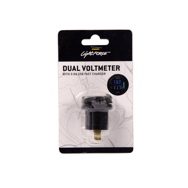 Dual Voltmeter With 3.0 Amp Usb Fast Charger