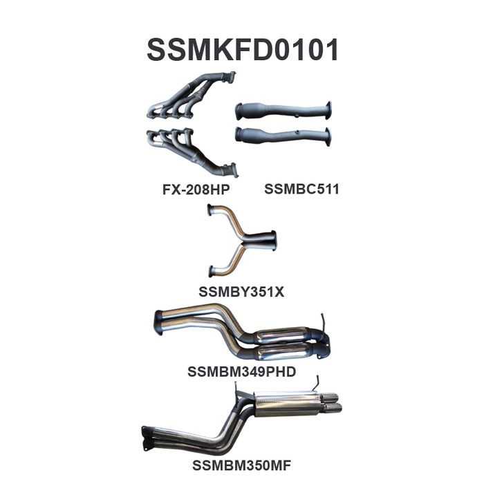 BA BF V8 4V Sedan 2.5in Dual With Extractors Hotdog/Muffler (SSMKFD0101)