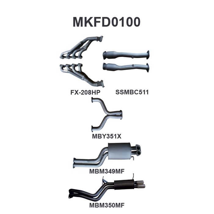 BA BF V8 4V Sedan 2.5in Dual With Extractors Muffler/Muffler (MKFD0100)