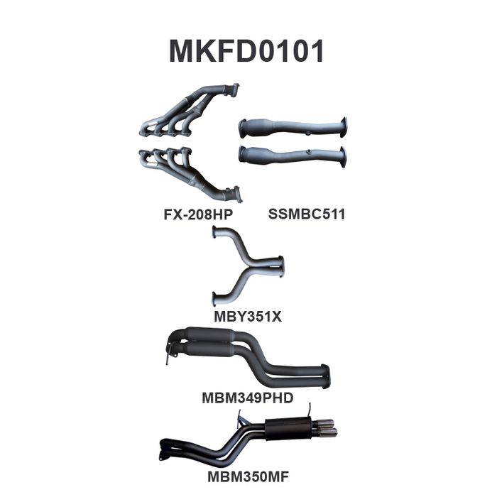 BA BF V8 4V Sedan 2.5in Dual With Extractors Hotdog/Muffler (MKFD0101)