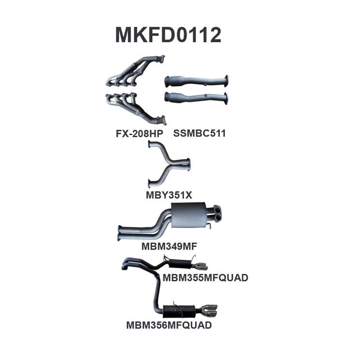 BA BF V8 4V Sedan 2.5in L & R With Extractors Muffler/Muffler (MKFD0112)