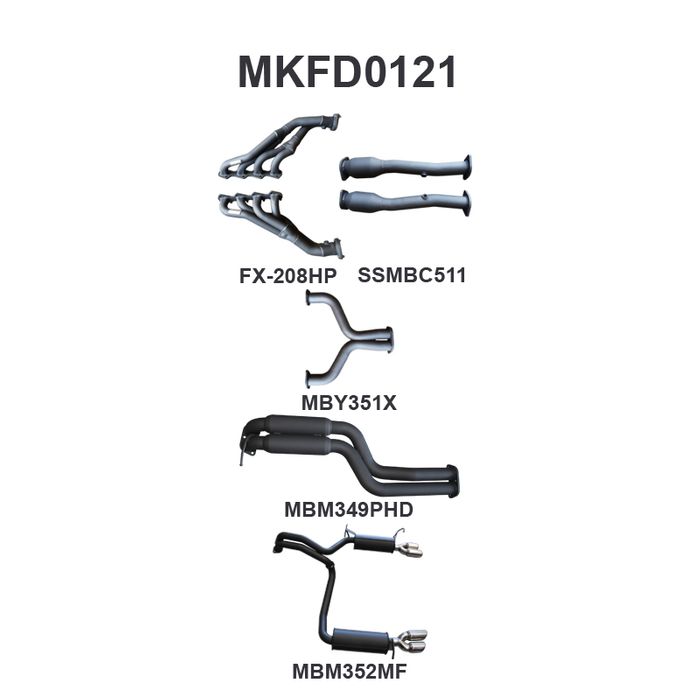 BF GT V8 4V Sedan 2.5in L & R With Extractors Hotdog/Muffler (MKFD0121)