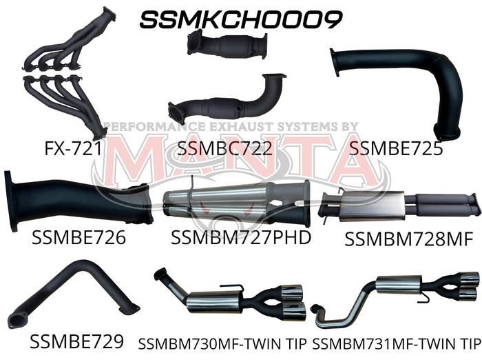 Chevrolet Silverado 1500 6.2L V8 Full Exhaust System inc Extractors & Cats, with quad tips (SSMKCH0009)