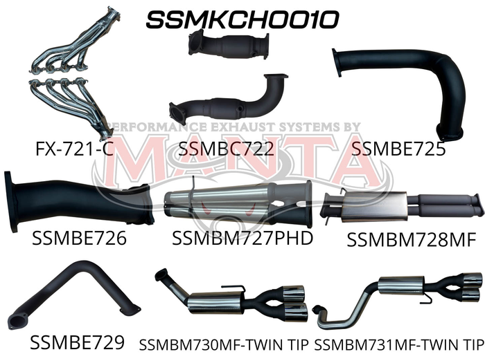 Chevrolet Silverado 1500 6.2L V8 Full Exhaust With HPC Coated Extractors & Cats, quad tips (SSMKCH0010)