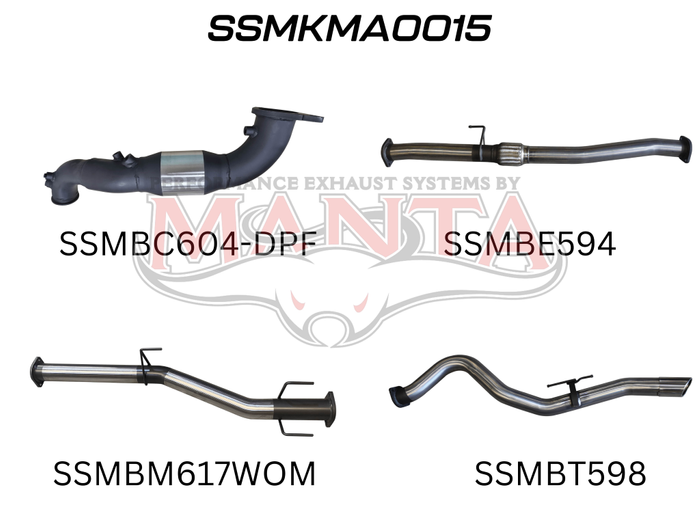 BT50 2020 ON 3.0L TURBO BACK WITH CAT & WITHOUT MUFFLER (SSMKMA0015)