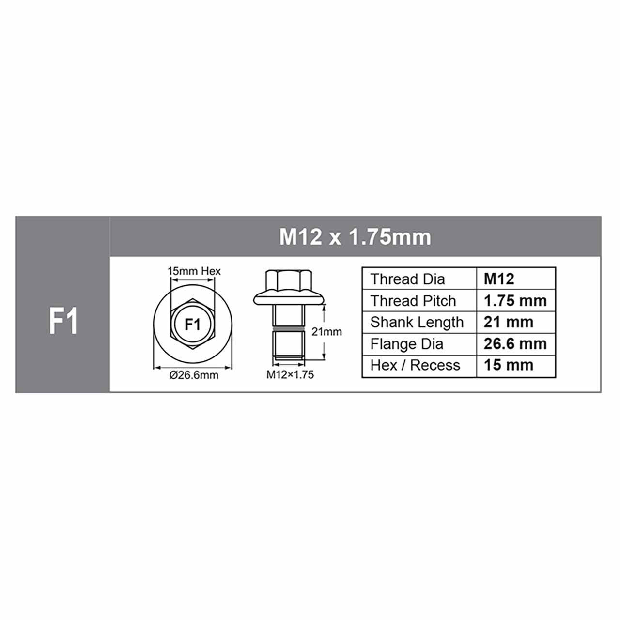 F1BP1 Oil Sump Plug (M12 x 1.75mm) SMART-O