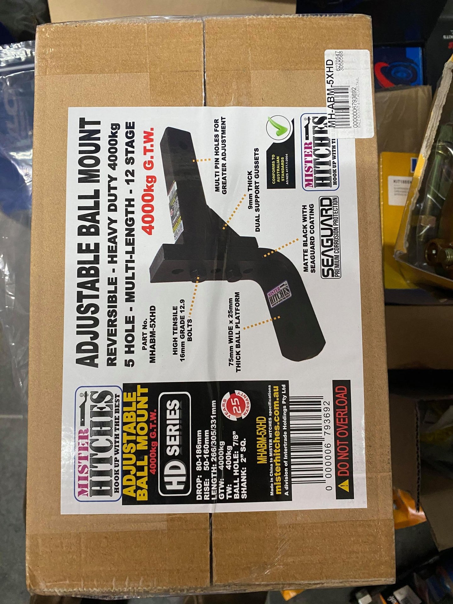 Mister Hitches 4000kg Extra Heavy Duty Adjustable Ball Mount 12 Stage