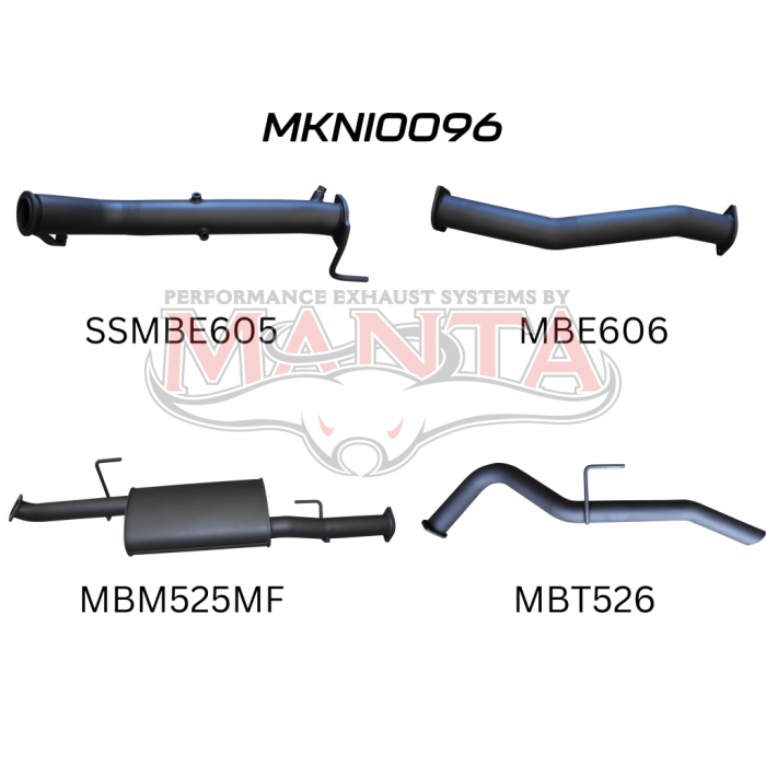 NP300 Navara 3in Turbo Back Exhaust System Without Cat, Muffler