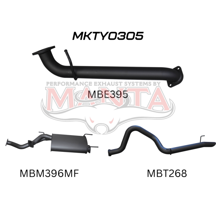 UZJ100 LANDCRUISER 4.7L V8 3in CAT-BACK EXHAUST WITH CENTRE MUFFLER & REAR TAILPIPE