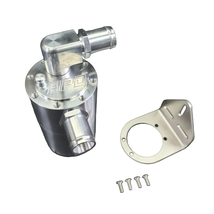Metal mechanical component with a bracket and screws on a white background