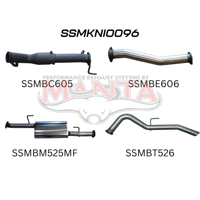 NP300 Navara 3in Turbo Back Exhaust System Without Cat, Muffler