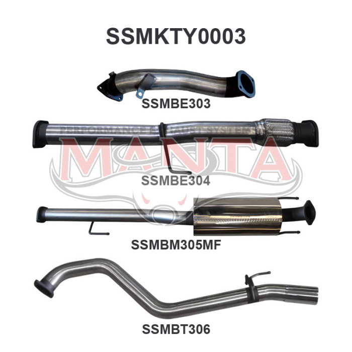 Hilux KUN26R 3.0L D4D 3in Muffler Without Cat