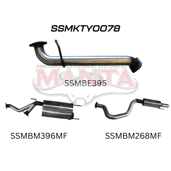 UZJ100 LANDCRUISER 4.7L V8 3in CAT-BACK EXHAUST WITH CENTRE & REAR MUFFLER